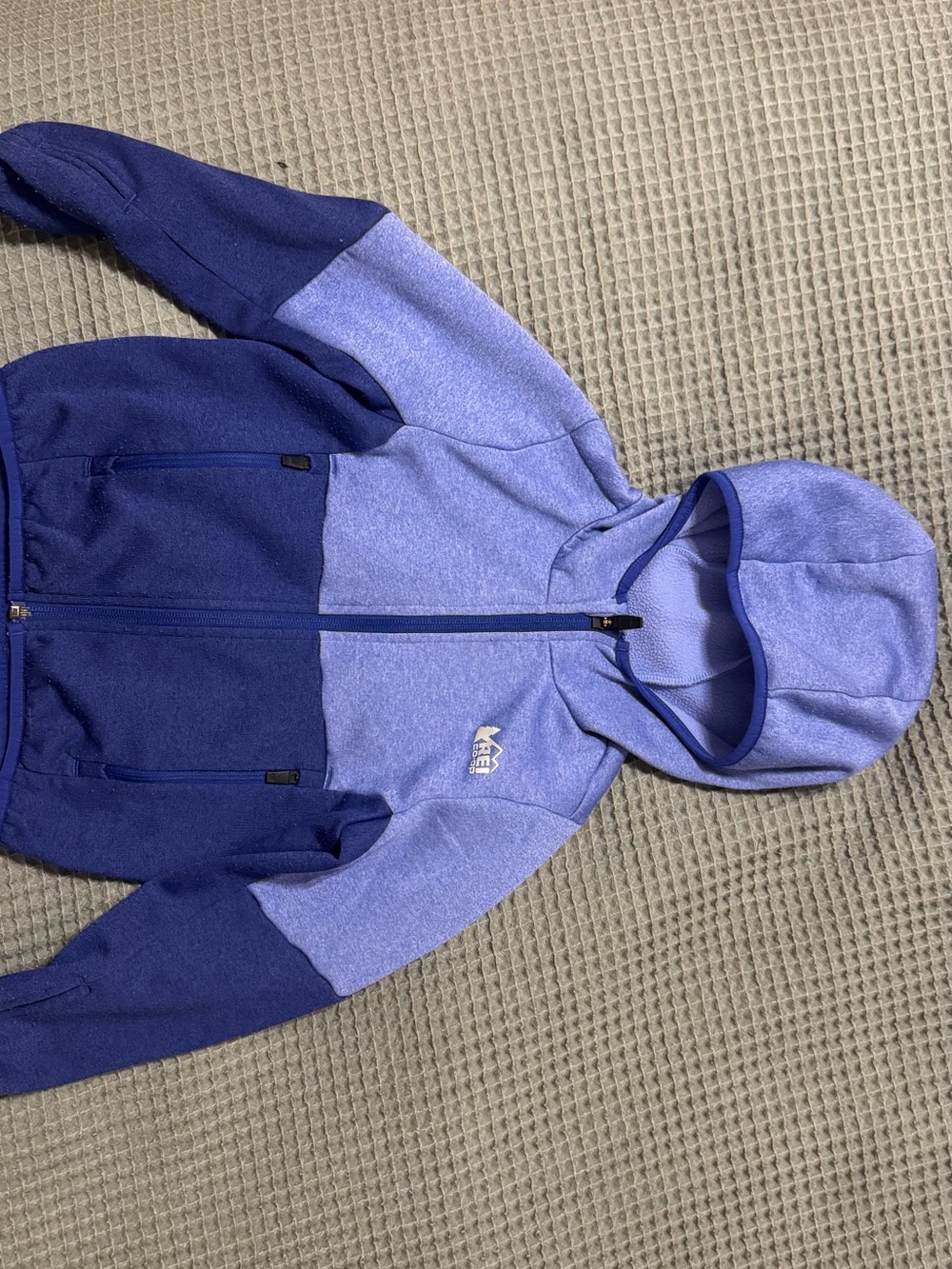 REI Kids Two-Tone Blue & Light Blue Hooded Fleece Jacket